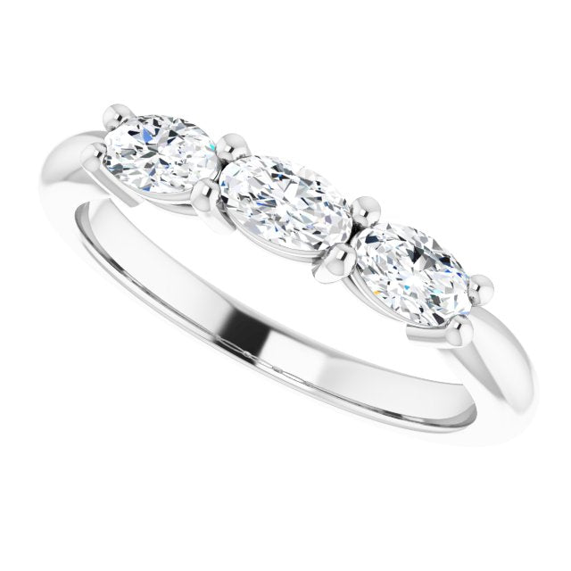 0.63 ct. East West Set Oval Cut Diamond 3 Stone Wedding Band-VIRABYANI